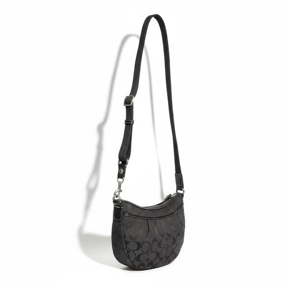 Coach Black Jacquard Crossbody Purse – Adjustable Strap Small Shoulder Bag - Picture 1 of 3